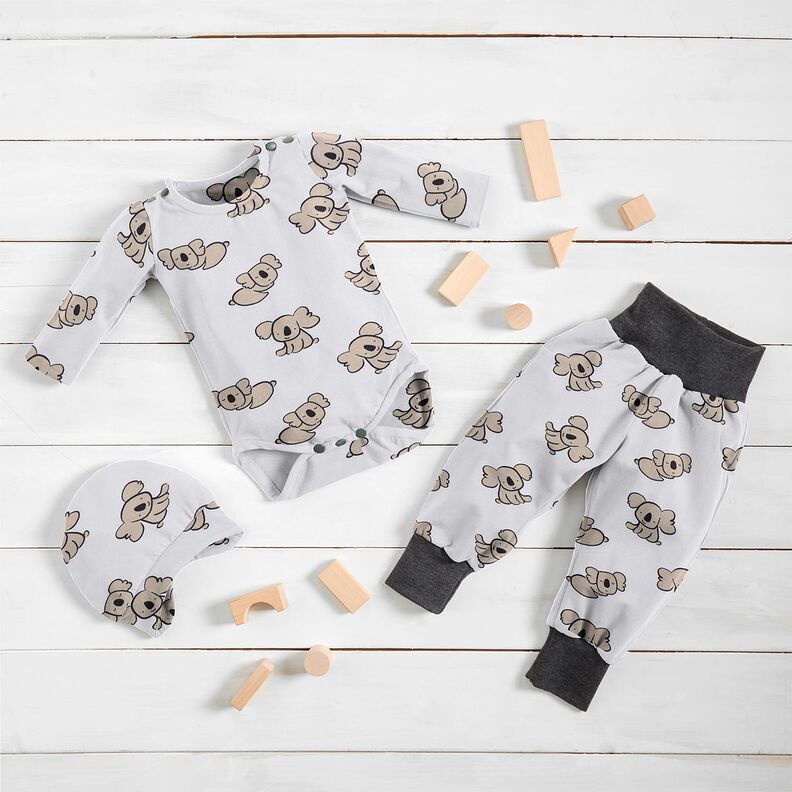 GOTS Katoenjersey Koala | Poppy Fabrics – wit/amandel,  image number 7