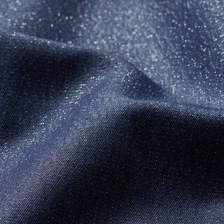Chambray fijne glitterstrepen – marineblauw, 