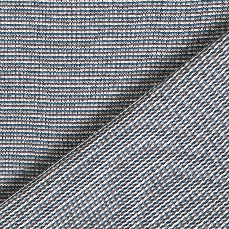 Boordstof Rondgebreide smalle strepen – oceaanblauw/zilver,  image number 3