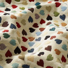 Decostof Gobelin verspreide harten – lichtbeige/petroleum, 