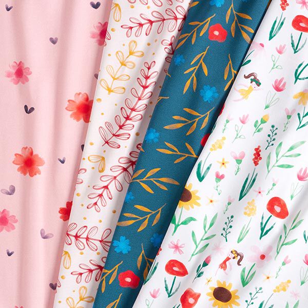 GOTS Katoenjersey Aquarel bloemen | Tula – roze, image number 6