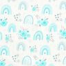 Katoenpopeline Rozen en regenbogen &ndash; wit/licht turkoois,  thumbnail number 1