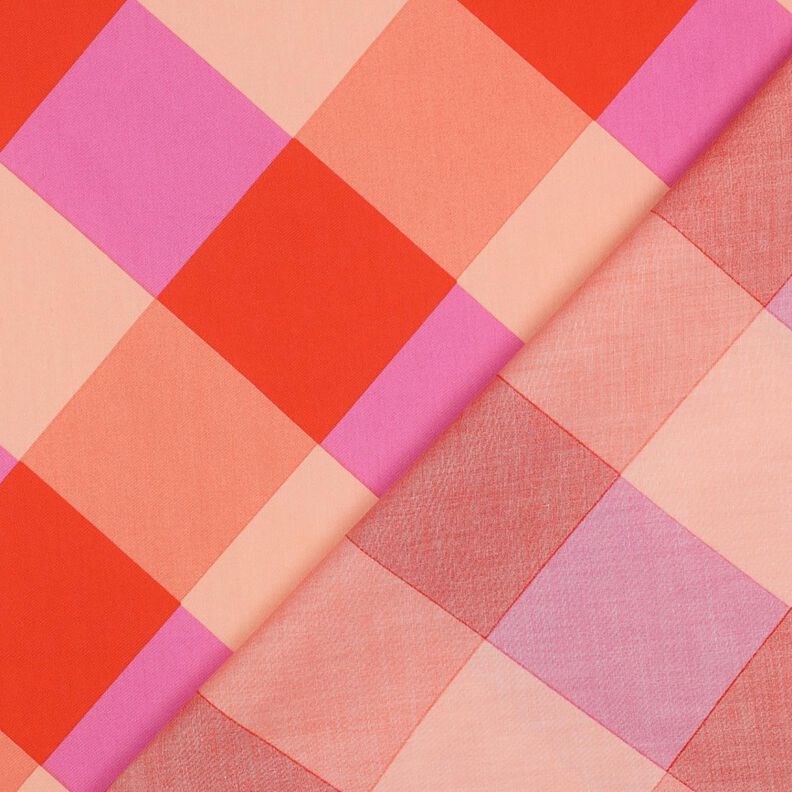 Katoensatijn Large Gingham | Nerida Hansen – koraal/lichtroze,  image number 4