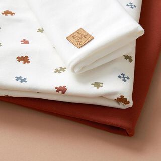 Stoffenpakket jersey Puzzelstukken – ecru, 