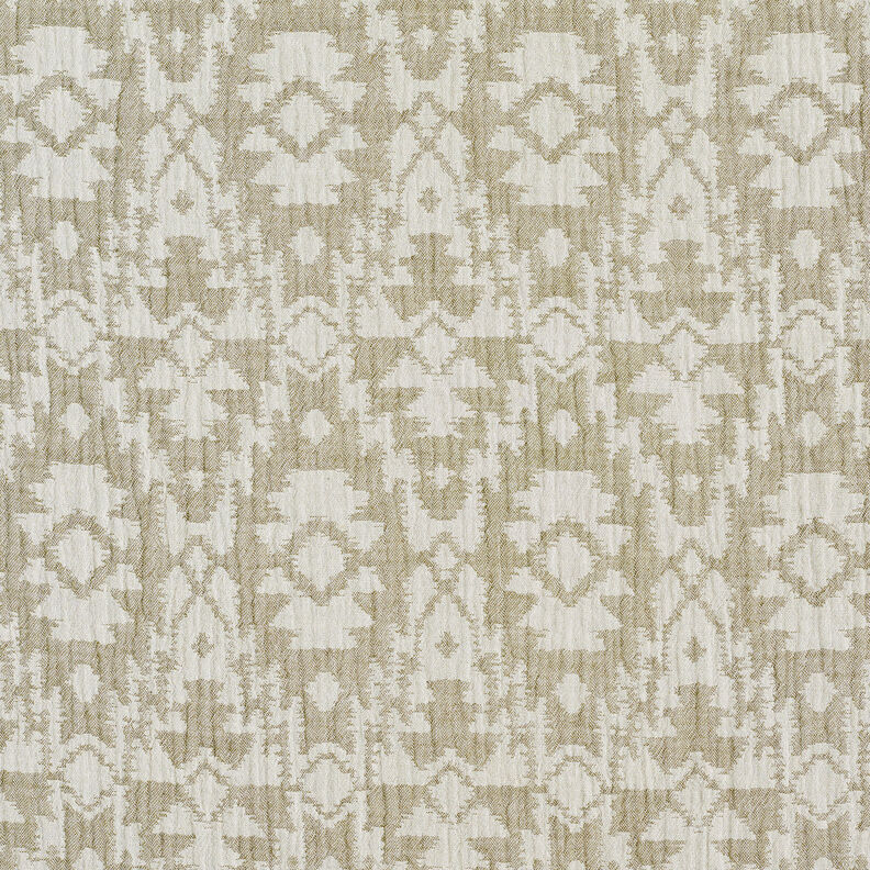 Mousseline/dubbel gehaakte stoffen Jacquard Aztekenpatroon | by Poppy licht kaki/nevelgrijs,  image number 4