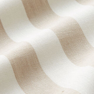 Linnen-viscose-mix blokstrepen – donkerbeige/wit, 