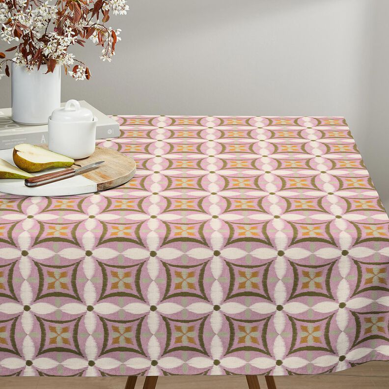 Decostof Canvas Borduurwerklook groot – pastelviolet/lichtbeige, image number 7