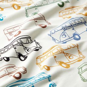 French Terry sommersweat kleurrijke bussen – ecru, 
