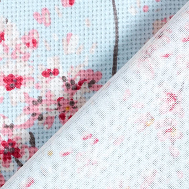 Decostof Half panama Takken van kersenbloesem – lichtblauw/roze,  image number 4