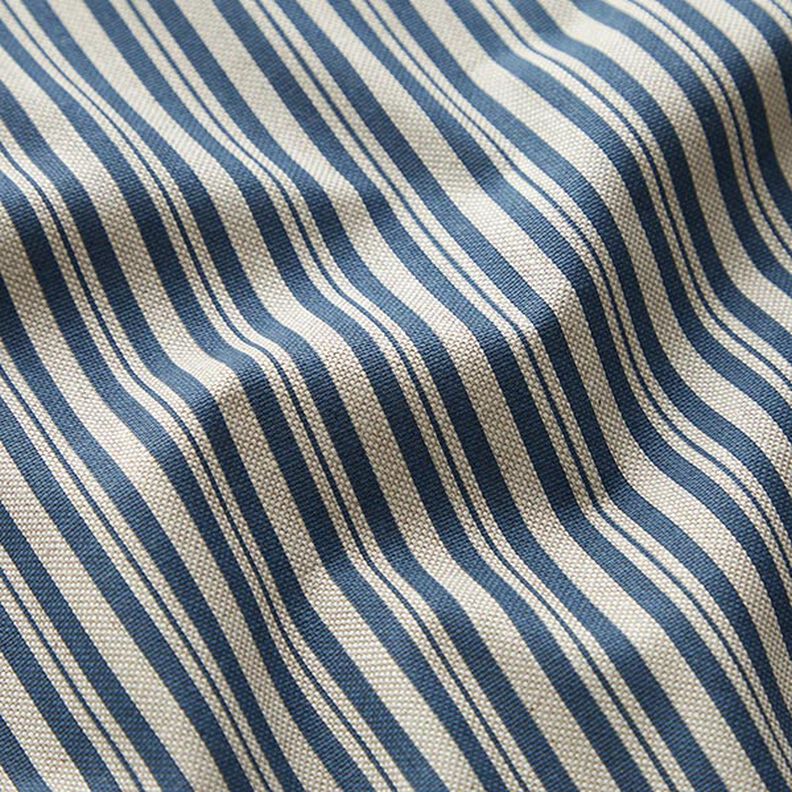 Decostof Half panama Fijne strepen – jeansblauw/natuur,  image number 2