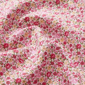 Katoenpopeline Millefleurs – wit/roze, 