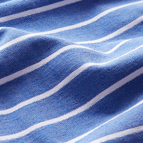 Viscose stretch met glitterstrepen – blauw/wit,  image number 2