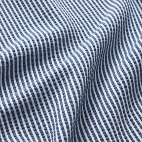 Katoenjersey Seersucker Fijne strepen – jeansblauw/wit, 