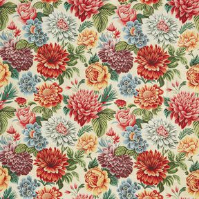 Decostof Gobelin grote bloemen – lichtbeige/rood, 