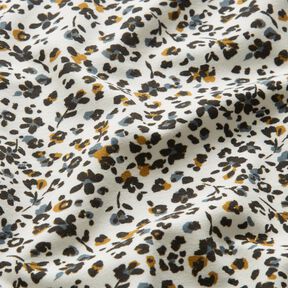 Katoenjersey kleine bloempjes – ecru/jeansblauw, 