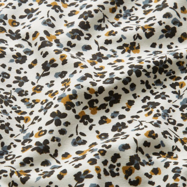 Katoenjersey kleine bloempjes – ecru/jeansblauw,  image number 2