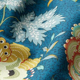 Decostof Canvas Oosters bloemenmotief – petroleum, 