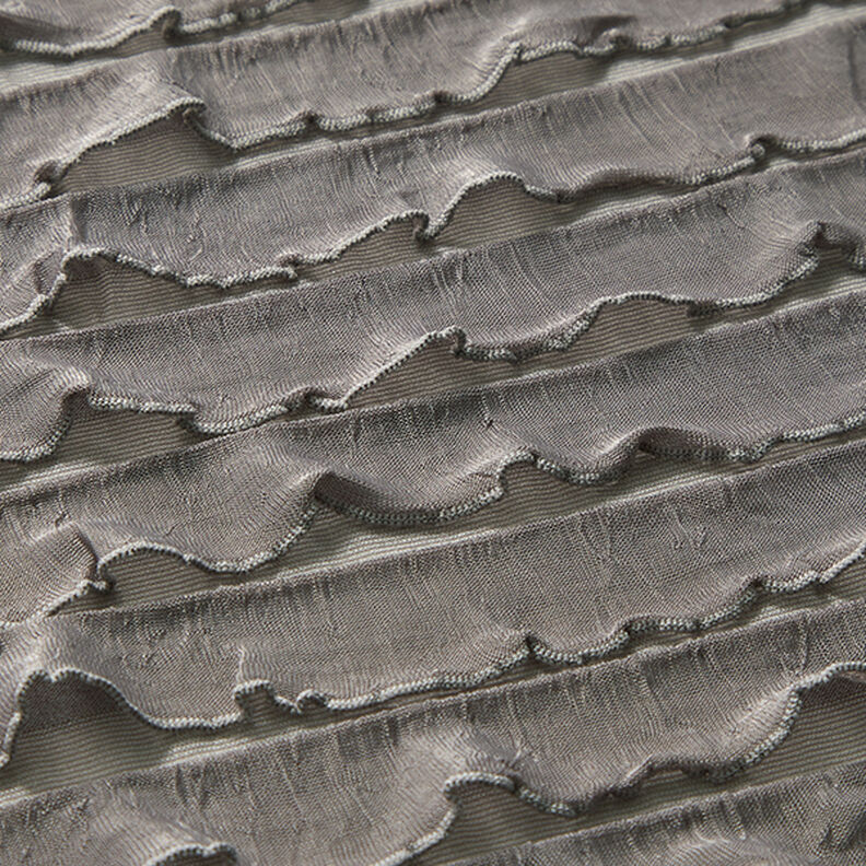 Gegolfde jersey batik horizontale strepen – donkertaupe,  image number 2