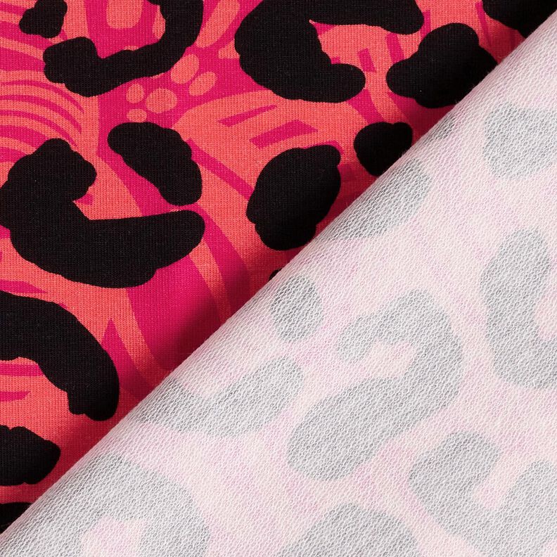 French Terry sommersweat Leeuw en bloemen – pink/oranje, image number 4