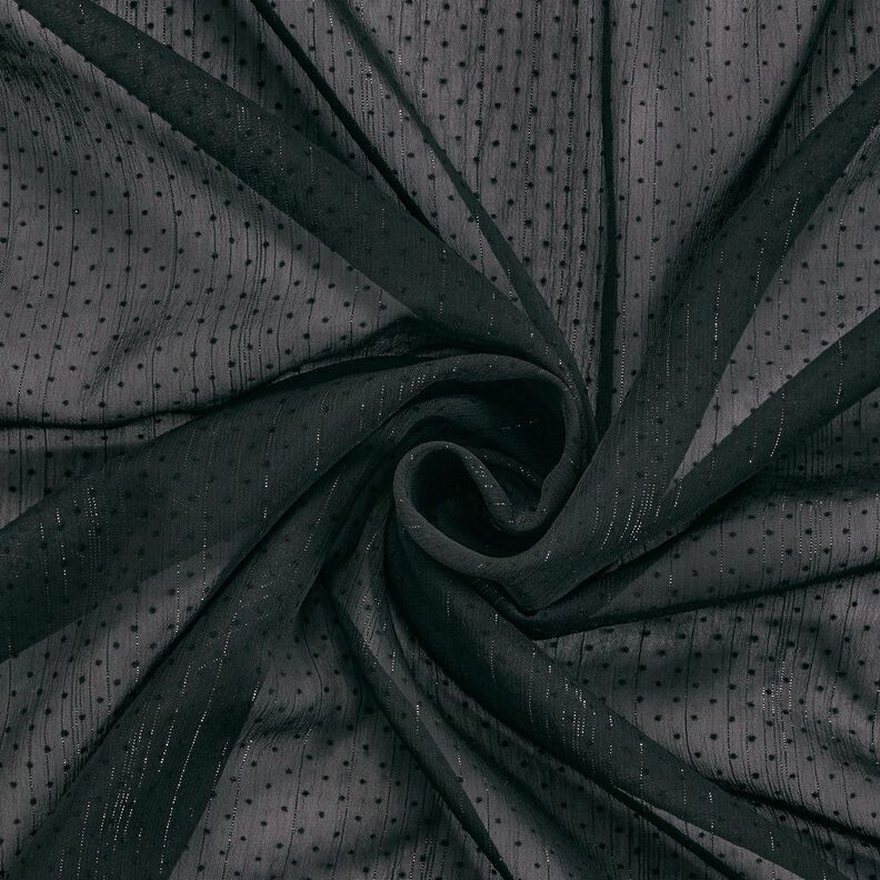 Chiffon glitterstrepen en stippen – zwart, image number 3