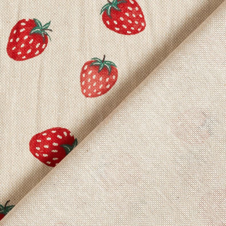 Decostof Half panama kleine aardbeien – rood/natuur, image number 4