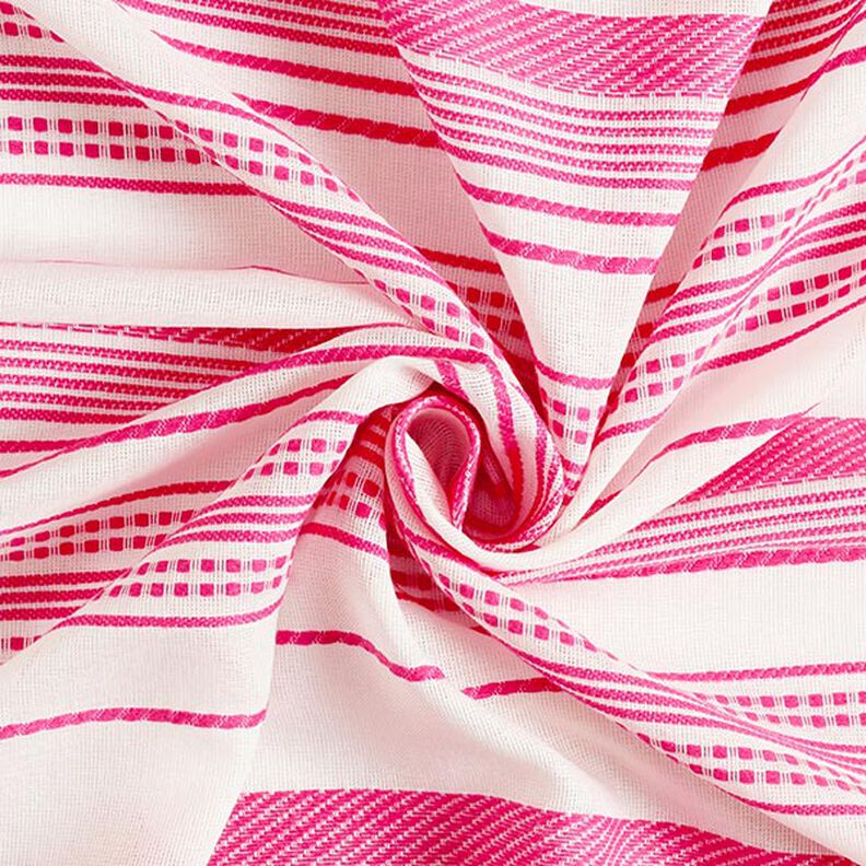 Katoenen stof geborduurde strepen – ecru/pink,  image number 3