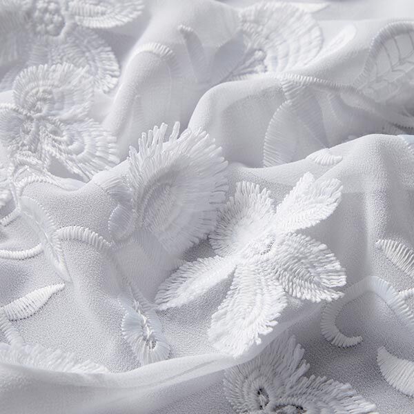 Chiffon 3D-bloemenborduursel – wit, image number 6