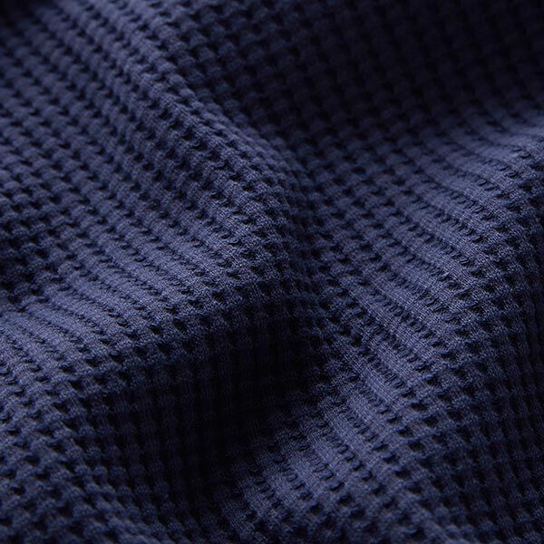Katoenen wafel jersey effen – marineblauw,  image number 2