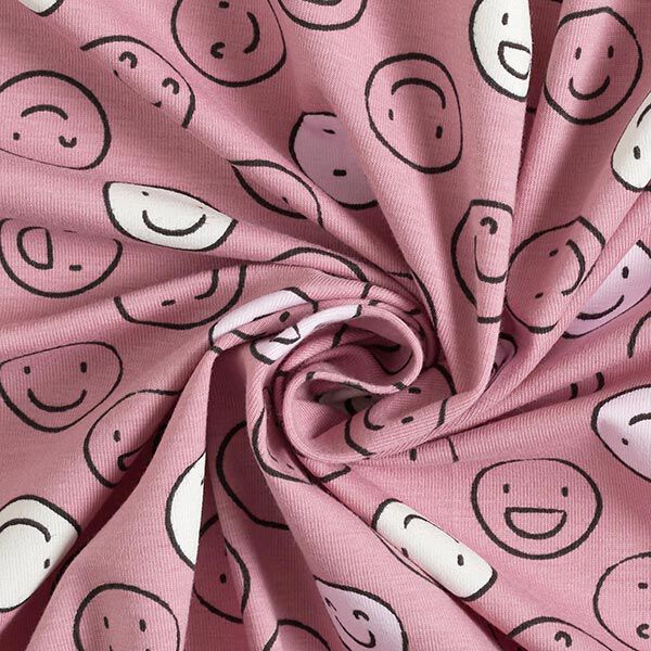 Katoenjersey Glow-in-the-dark smiley – oudroze, image number 5