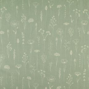 Decostof Half panama Delicate bloemen – riet, 