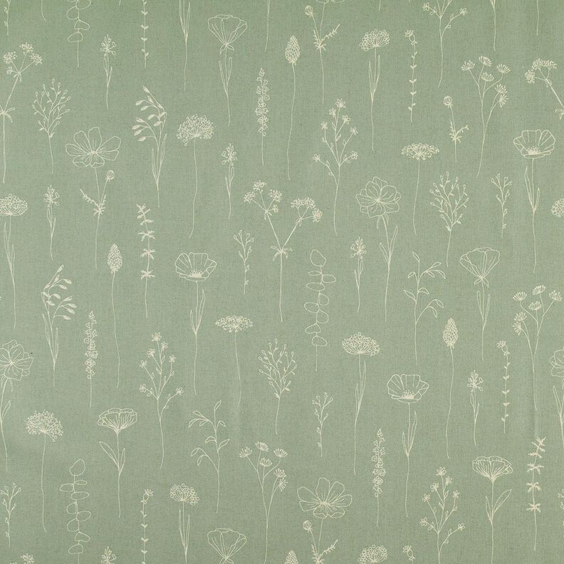 Decostof Half panama Delicate bloemen – riet, image number 1