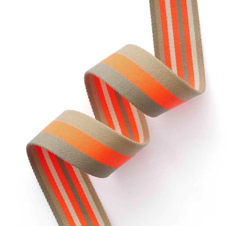 Tassenband neon [ 40 mm ] – neon oranje/beige,  image number 2