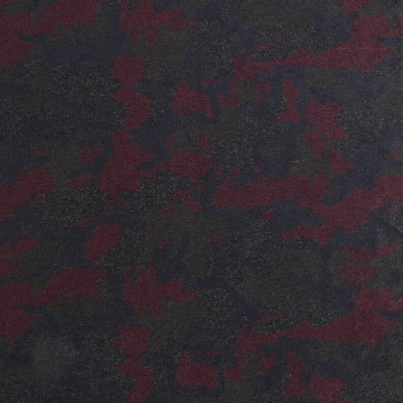 Mantelstof Wolmix Camouflage – zwart/merlot,  image number 1