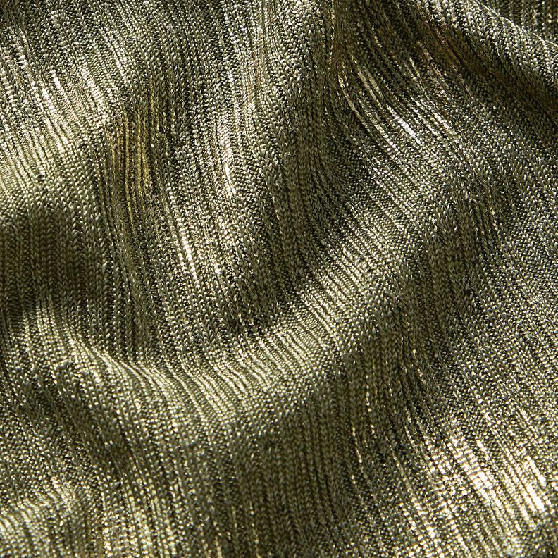 Fijngebreid Gouden zigzag – kaki/goud metallic,  image number 2