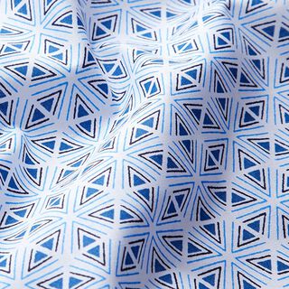 Katoenen stof Cretonne Geometrische vormen – wit/blauw, 