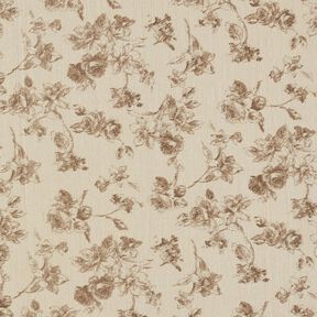 Katoenen stof  antieke rozen – licht taupe/duingeel, 