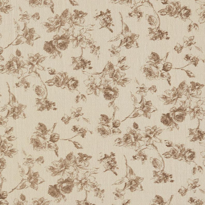 Katoenen stof antieke rozen – licht taupe/duingeel, image number 1