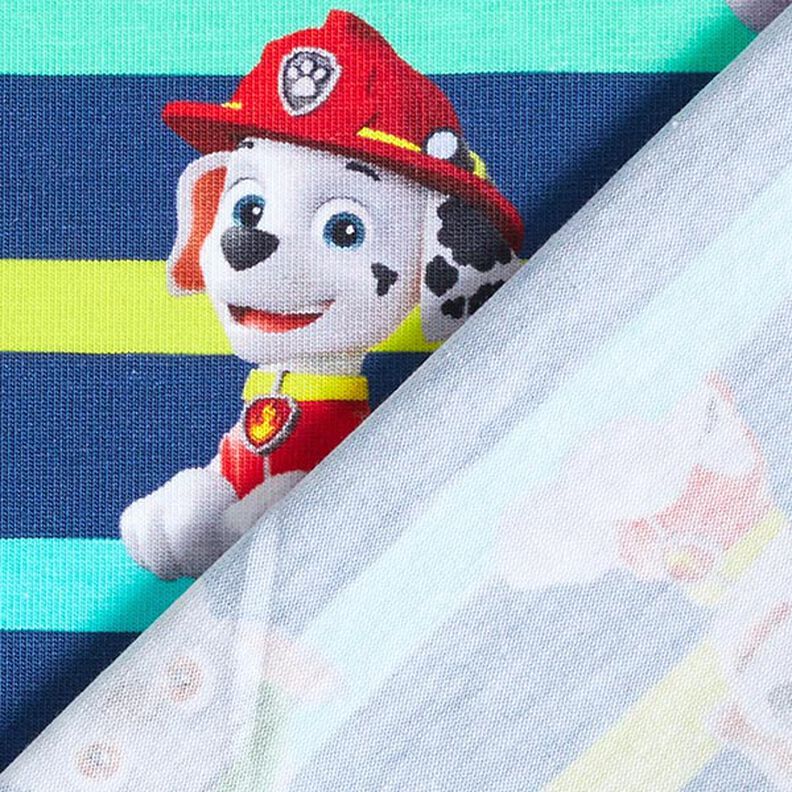 Katoenjersey Licentiestof Paw Patrol gestreept  | Viacom – marineblauw,  image number 4