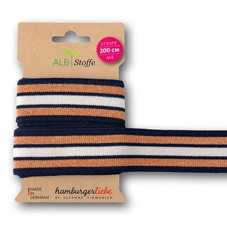 Biologische boordstof Stripe Me College [200 cm | 3,5 cm ] | Albstoffe  – koningsblauw/oranje, 