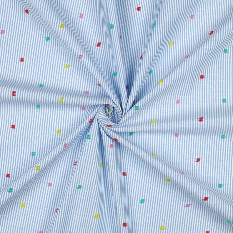 Fijne katoenen batist Dobby en strepen | Poppy Fabrics – lichtblauw/wit,  image number 3