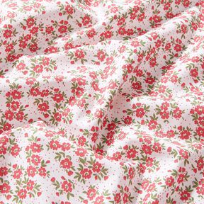 Katoenpopeline Bloemenzee – rood/wit, 