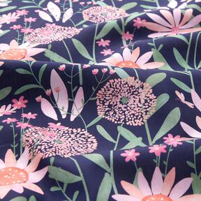 Katoenpopeline grote weidebloemen Digitaal printen | Poppy Fabrics – nachtblauw, 