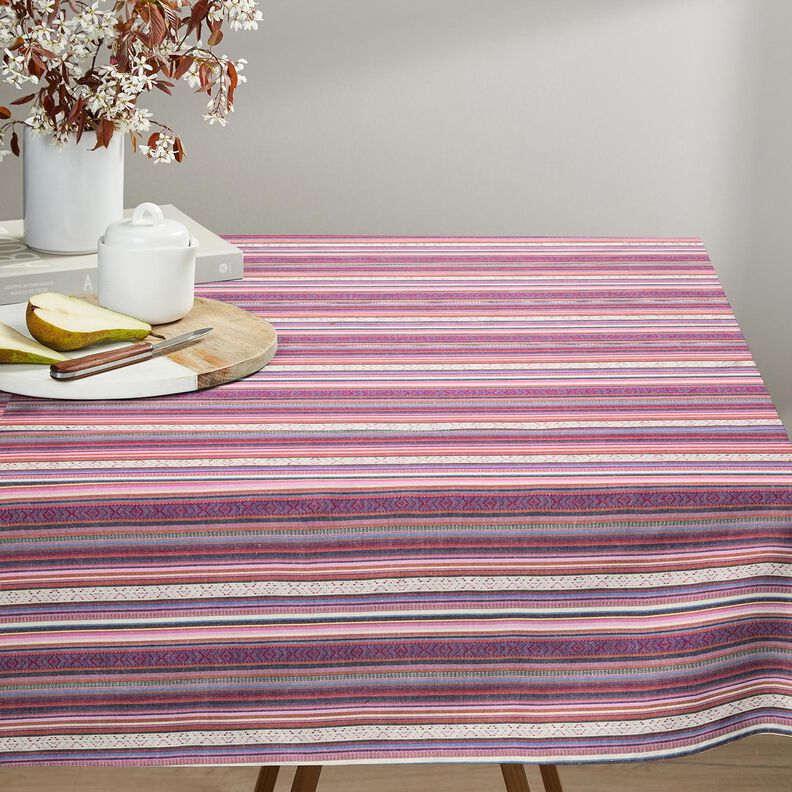Decostof Jacquard Pastelkleurige strepen – roze/lila, image number 5
