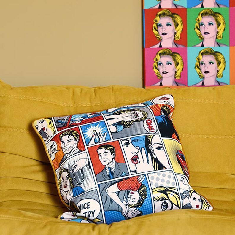 Decostof Half panama Comic Pop-Art – wit, image number 5