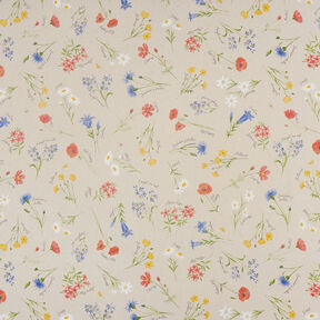 Decostof Half panama Alpenbloemen &ndash; natuur/blauw, 