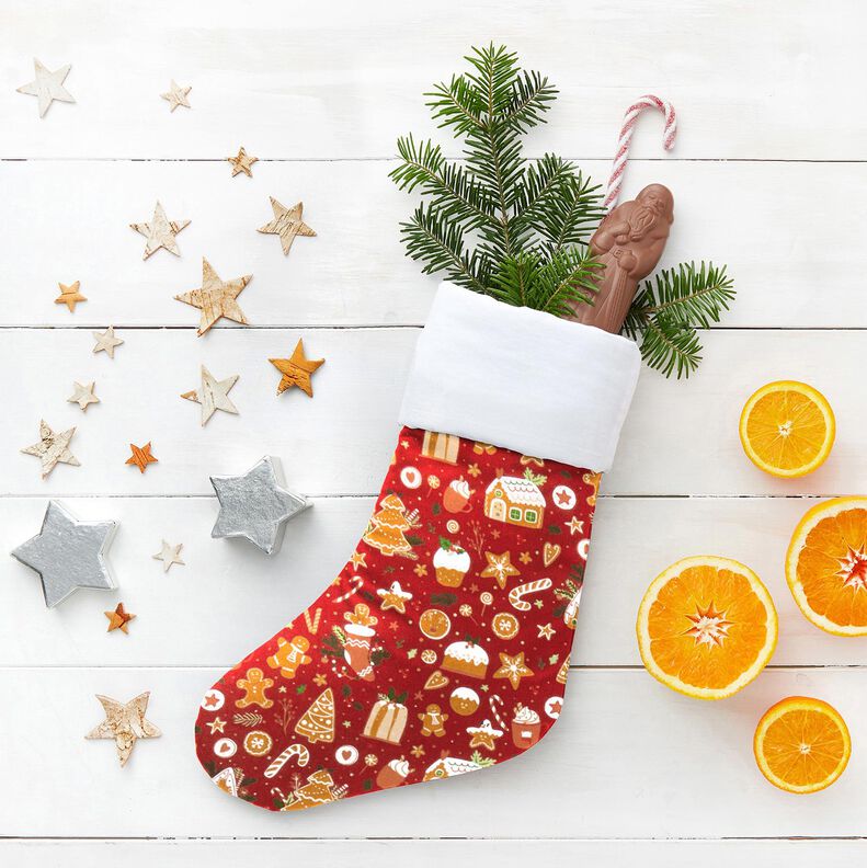 Katoenen stof Popeline Peperkoeken – karmijnrood/mosterd,  image number 5