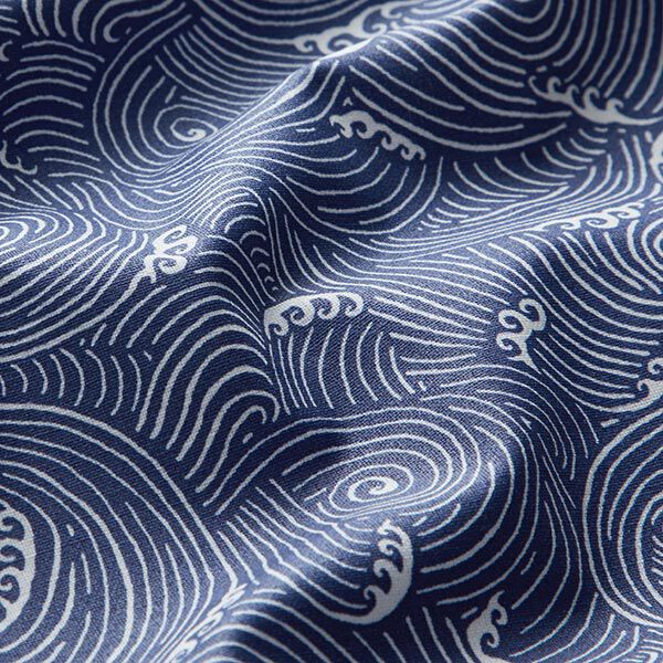 Gecoat katoen Golvenmotief – marineblauw, image number 2