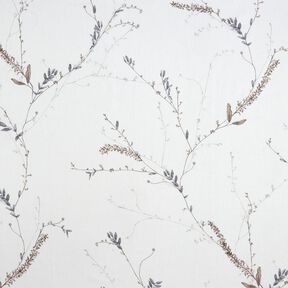 Vitragestof Voile Delicate twijgen – wit/zilvergrijs, 