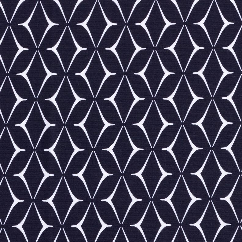 Badpakstof abstracte ruiten – nachtblauw/wit,  image number 1