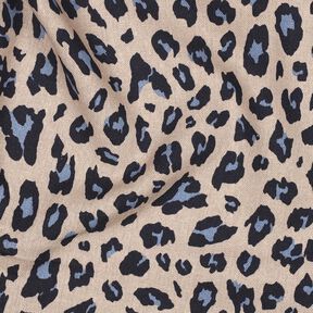 Viscose-linnen-mix Luipaardprint | Poppy Fabrics – cashew/nachtblauw, 
